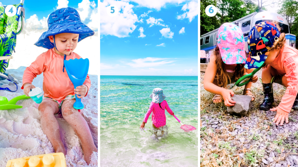 Beach toys, Fishing net, and magnifying glass for your outdoor explorer.